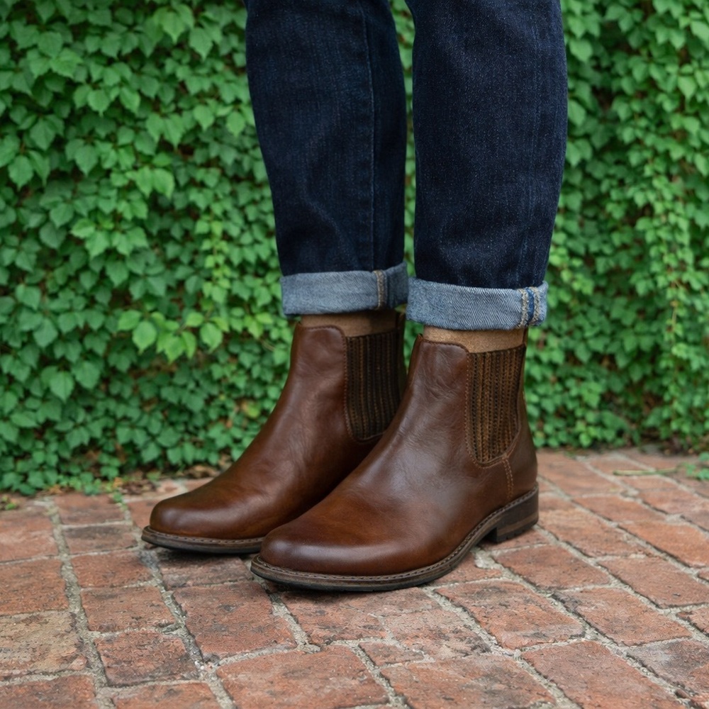 FRYE Men's Brown Leather Phillips Chelsea Ankle Boots, 8D